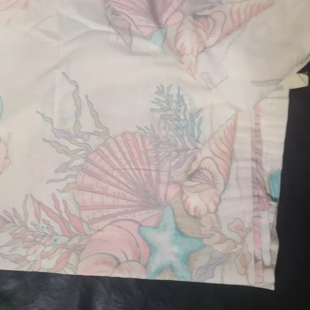 Vintage 80's JC Penny pastel nautical seashell print full sheets